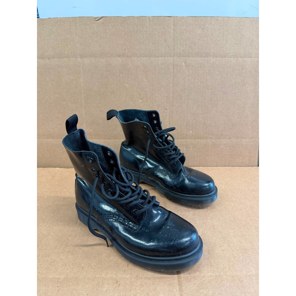 Dr. Martens 1460 Pascal Mono Leather Lace Up Boots Black Womens Size 7 US
